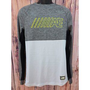 American Eagle Flex Long Sleeve Shirt Small Gray & White